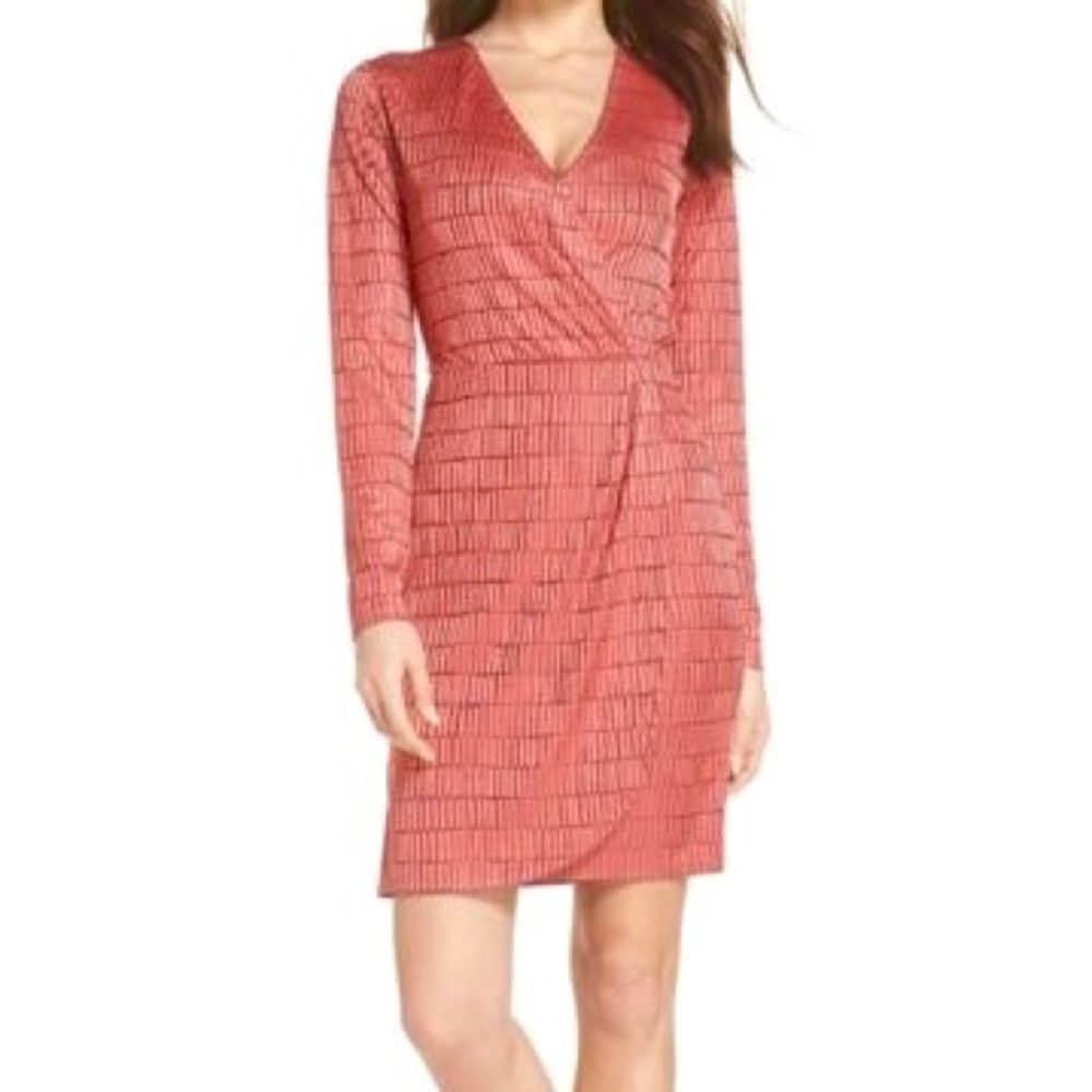 French Connection Linear Jazquard V-Neck Dress